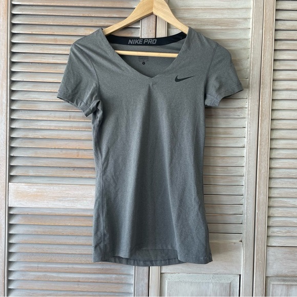 Nike Tops - Nike PRO grey short sleeve v-neck size:S